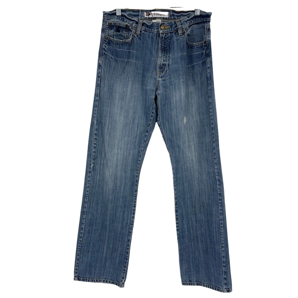 Disney Store Embroidered Mickey Mouse Jeans Blue Straight Leg Denim Mens 32x34